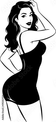 Seductive Pinup Woman silhouette vector illustration
