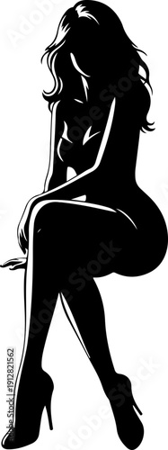 Seductive Pinup Woman silhouette vector illustration
