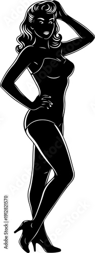 Seductive Pinup Woman silhouette vector illustration