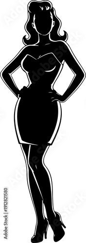 Seductive Pinup Woman silhouette vector illustration