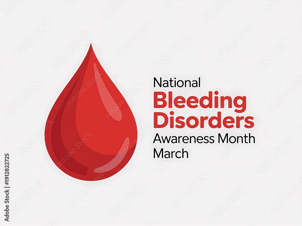 Fototapeta premium National bleeding disorders awareness month march red drop icon on white background isolated