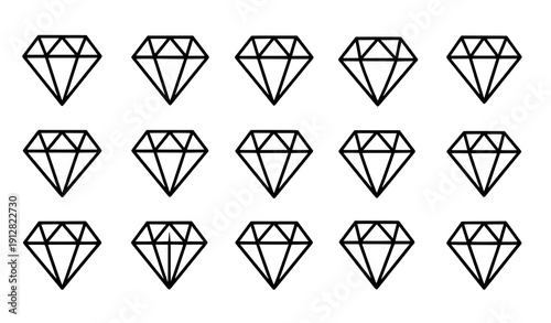 Diamond gem solid vector icon set