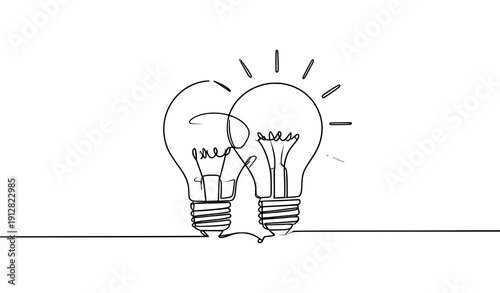 Minimal electric light bulb editable stroke vector illustration