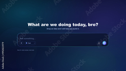 Chat with ai, neon website template page. AI assistant chat  for communicating. Futuristic website UI, UX start page of communication. Artificial Intelligence Assistant.  Vector web mockup