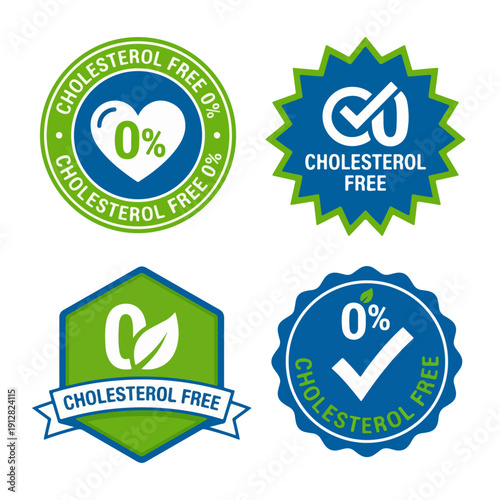 Cholesterol Free badge set, Cholesterol Free stamp set, Cholesterol Free seal set