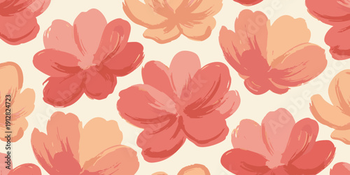 Vibrant flowers pattern viewed from directly above in a repeating design