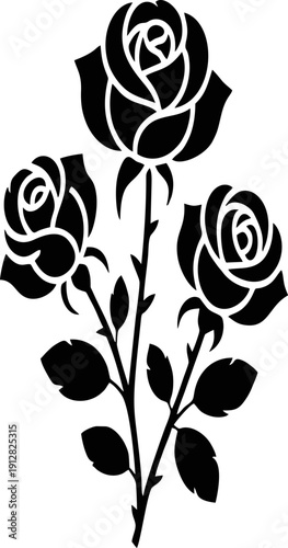 Elegant Black Rose Trio Vector