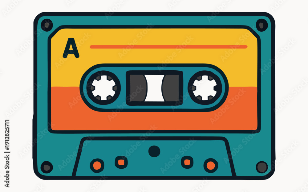Naklejka premium Retro Audio Cassette Tape Vector Illustration