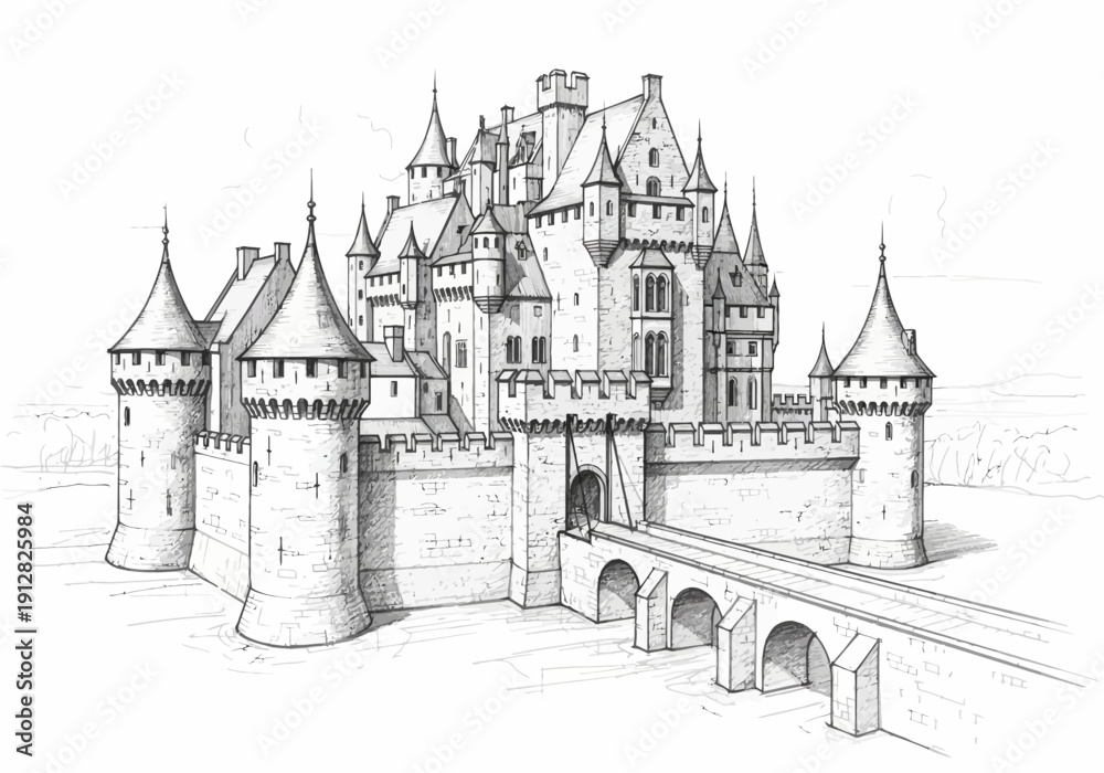 Obraz premium Medieval Castle Architecture Stone Structure.