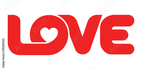 Red Love Heart: The word Love is creatively illustrated, where the O is replaced by a heart shape, making the overall design a symbol of passion and affection.