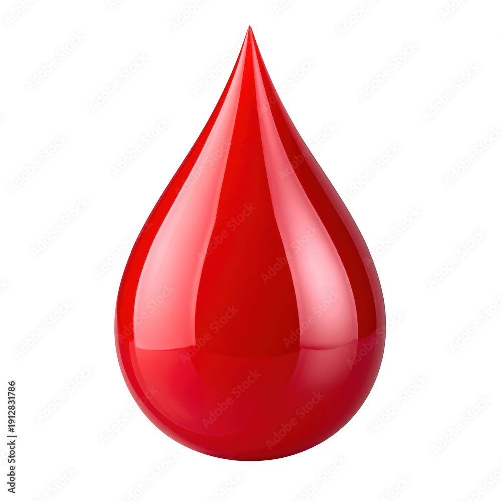 Fototapeta premium Glossy red blood drop icon isolated