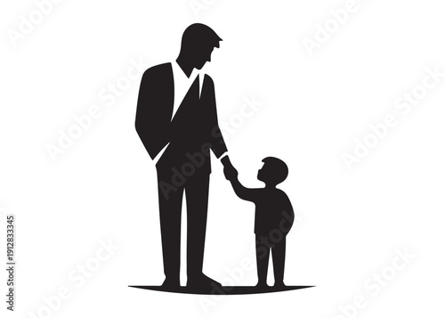 father's day logo silhouette vector, fatherhood silhouette vector illustration, father and son logo silhouette, gentleman logo silhouette, happy fathers day logo vector silhouette on white background 