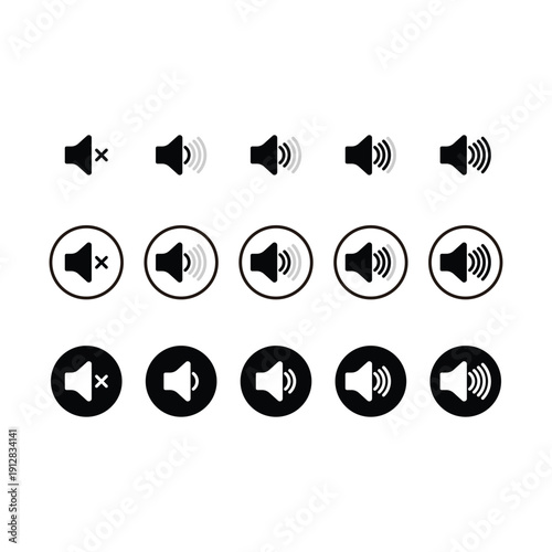 Set of sound volume icons