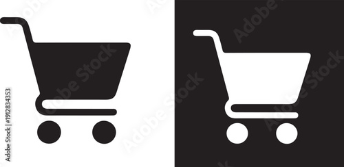 Shopping cart icon set vector on white background.