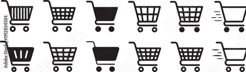 Shopping cart icon set vector on white background.