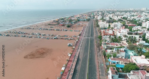 Empty Beach in Chennai During COVID Lockdown – Bay of Bengal Coast 4K