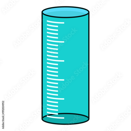Illustration of a laboratory measuring cylinder, designed in a flat style. Simple design of a laboratory measuring cylinder. Science icon.