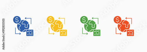 Economy Icon Set Color Multiple Style Collection