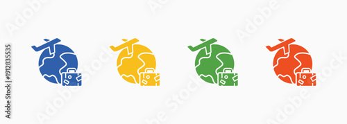 Tourism Icon Set Color Multiple Style Collection