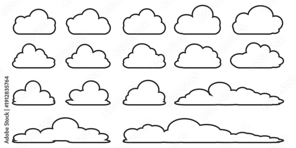 Fototapeta premium cloud bubble illustration with outline style. 