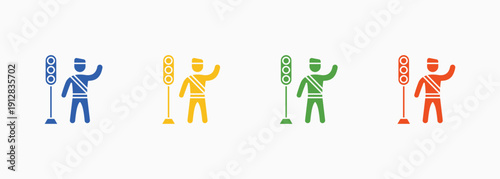 Policing Icon Set Color Multiple Style Collection