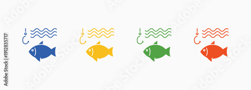 Fisheries Icon Set Color Multiple Style Collection