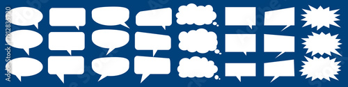 A set of chat box designs for comments on social media or comics. Vector designs of speech bubbles, text boxes, and conversation chat columns in comics.