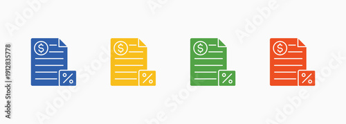 Taxation Icon Set Color Multiple Style Collection