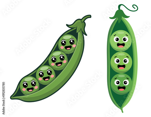  peas with expressive faces and emotions 