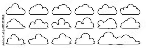 cloud bubble illustration with outline style.	