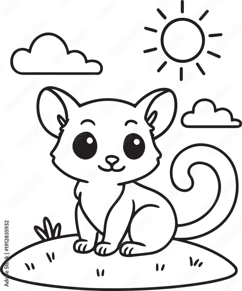 Fototapeta premium Sugar glider vector line art illustration on white background