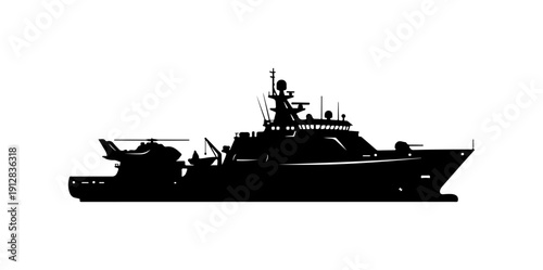 Modern Naval Warship Silhouette Vector Illustration