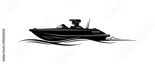 Modern Sport Motor Yacht Vector Illustration
