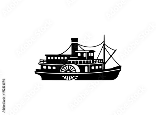 Vintage Steamboat Vector Illustration