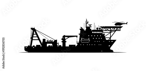 Offshore Supply Vessel with Helicopter