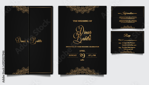 luxury elegant wedding invitation card design set