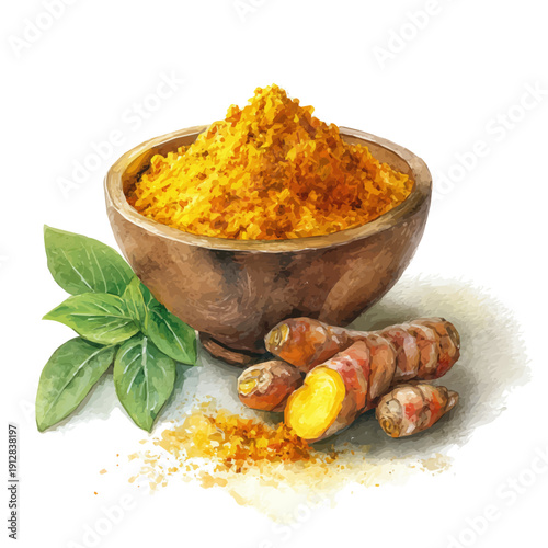 Curry, watercolor vector, isolated on a white background.