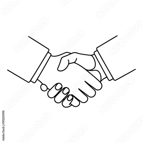 Two mechanical hands shaking in a symbolic gesture of agreement isolated on white background, Vector