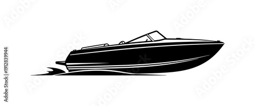 Modern Black Motor Yacht Vector Illustration