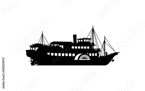 Vintage Passenger Ferry Vector Illustration