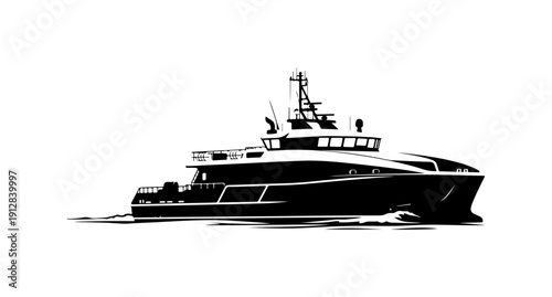 Elegant Modern Yacht Vector Illustration