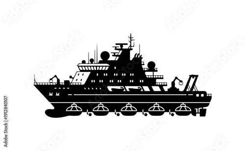Modern Cargo Ship with Vehicles on Deck - Vector Illustration