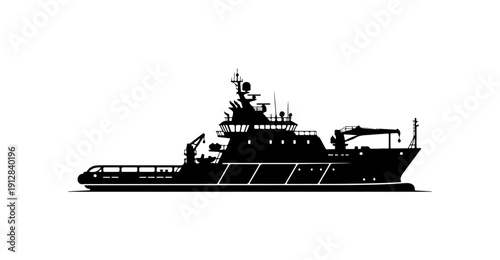 Modern Research Vessel Vector Illustration