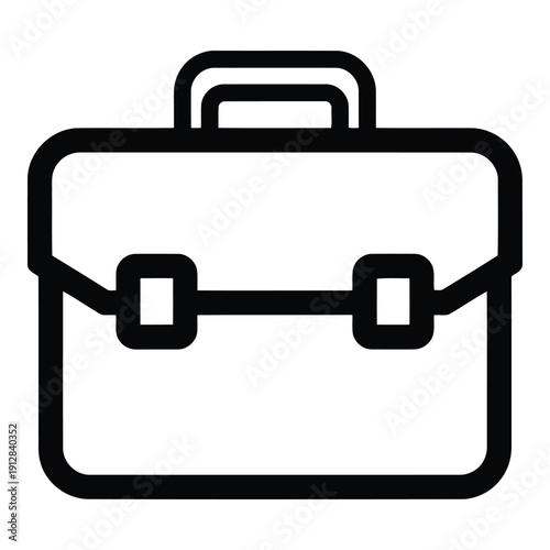 A sleek, black and white illustration of a classic briefcase with handles and a top handle. isolated on white background, Vector