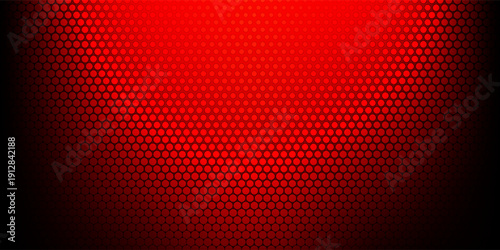 Red LED panel light with screen overlay and digital grid board effect. 3D concert stage texture or television studio pattern. Neon dot glow or abstract halftone points for technology art displays.