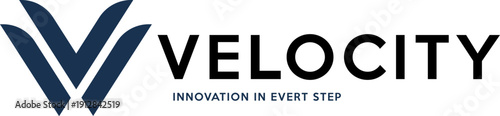 Modern Velocity Logo Design with Abstract V Icon and Tagline for Corporate Tech and Innovation Branding