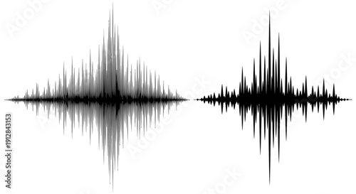 Two abstract black waveforms displayed against a white background
