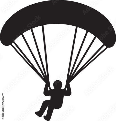 Ski parachute gliding silhouette vector