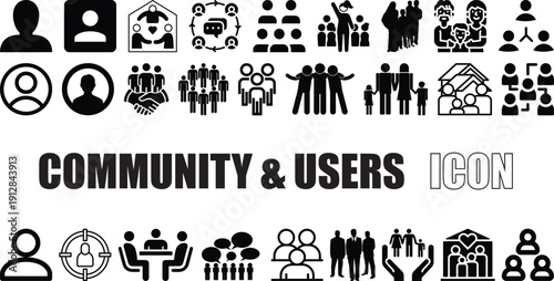 Community & Users Vector Icons Human, Teamwork, Social Group Line Icon Pack