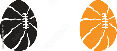 Broken American football ball silhouette, cracked sports equipment symbol, failure and damage concept, minimal flat vector illustration